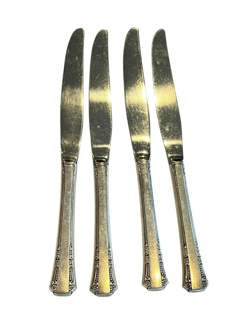 1881 Rogers Del Mar Vintage Silverplate Oneida Silver Dinner Knives 4 Pcs 2408